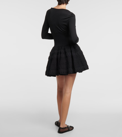 Shop Alaïa Crinoline Wool-blend Minidress In Black