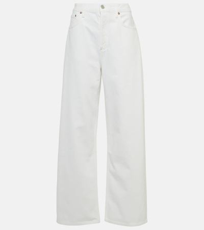 Shop Agolde Low Slung Baggy Wide-leg Jeans In White