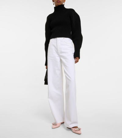 Shop Agolde Low Slung Baggy Wide-leg Jeans In White