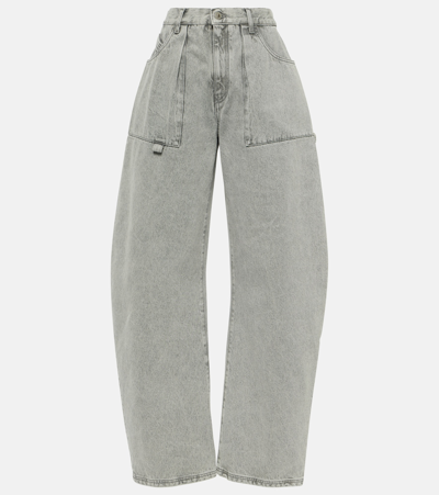 Shop Attico Effie Mid-rise Barrel-leg Jeans In Grey