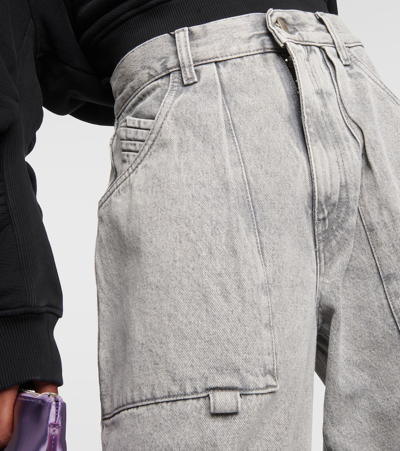 Attico Effie High-waist Wide-leg Jeans In Grey