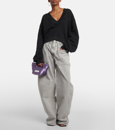 Attico Effie High-waist Wide-leg Jeans In Grey