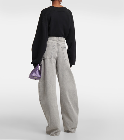 Attico Effie High-waist Wide-leg Jeans In Grey