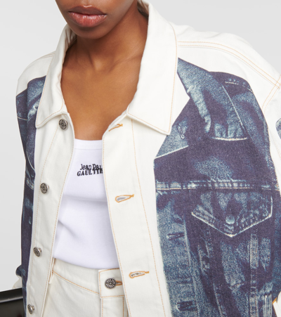 Jean Paul Gaultier Printed Denim Jacket In Blue