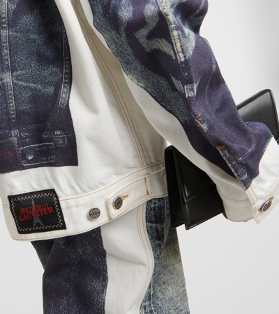 Jean Paul Gaultier Printed Denim Jacket In Blue