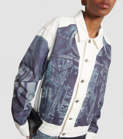 Jean Paul Gaultier Printed Denim Jacket In Blue