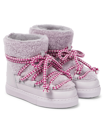 Shop Inuikii Curly Leather And Shearling Snow Boots In Purple