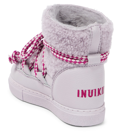Shop Inuikii Curly Leather And Shearling Snow Boots In Purple