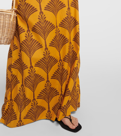 Shop Johanna Ortiz Printed Halterneck Cotton Maxi Dress In Yellow