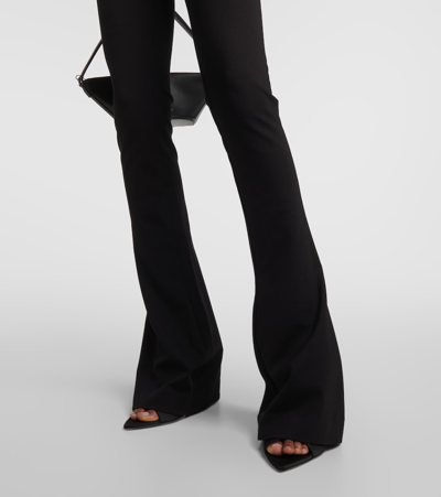 Shop Attico Cutout Jersey Flared Pants In Black