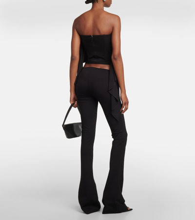 Shop Attico Cutout Jersey Flared Pants In Black