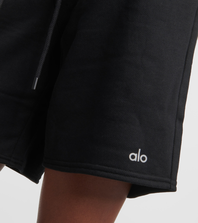 Shop Alo Yoga Easy Sweat High-rise Shorts In Black