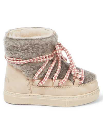 Shop Inuikii Classic Leather-trimmed Shearling Snow Boots In Grey