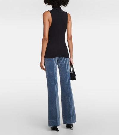Frame Ribbed-knit Turtleneck Top In Black
