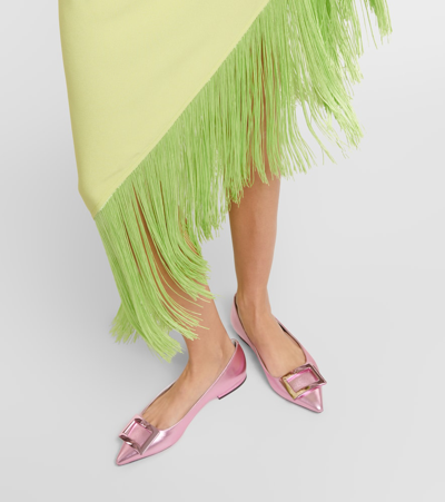 Roger Vivier Gommettine Metallic Leather Ballet Flats In Pink
