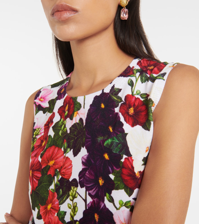 Shop Oscar De La Renta Floral Cotton-blend Tank Top In Multicoloured