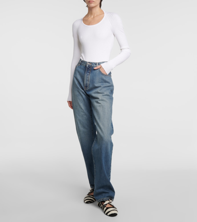 Alaïa Ribbed-knit Bodysuit In White