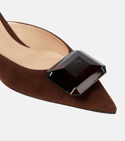 Shop Gianvito Rossi Jaipur Suede Mules In Brown