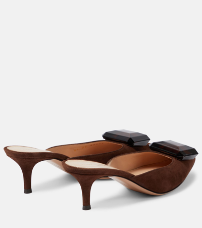 Gianvito Rossi Jaipur Suede Mules In Brown