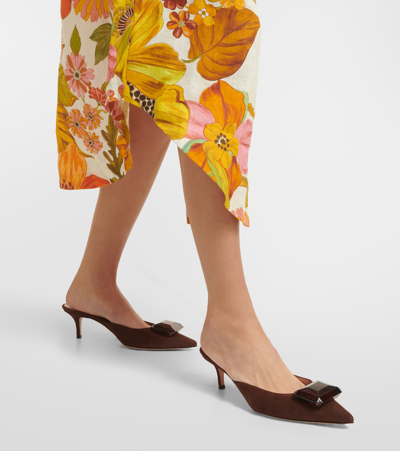 Gianvito Rossi Jaipur Suede Mules In Brown