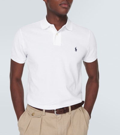 Shop Polo Ralph Lauren Cotton Piqué Polo Shirt In White