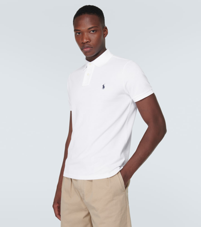 Shop Polo Ralph Lauren Cotton Piqué Polo Shirt In White