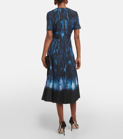 Shop Altuzarra Myrtle Printed Pleated Midi Dress In Blue