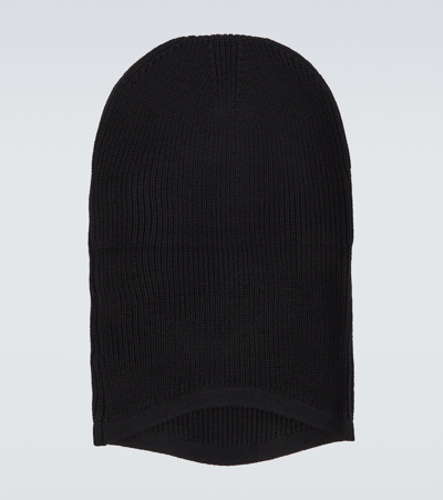 Stone Island Black Balaclava In Virgin Wool Men In Black