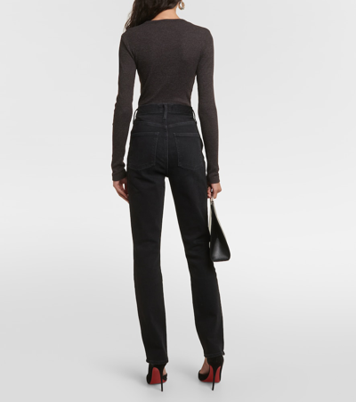 Shop Agolde Freya High-rise Slim Jeans In Black