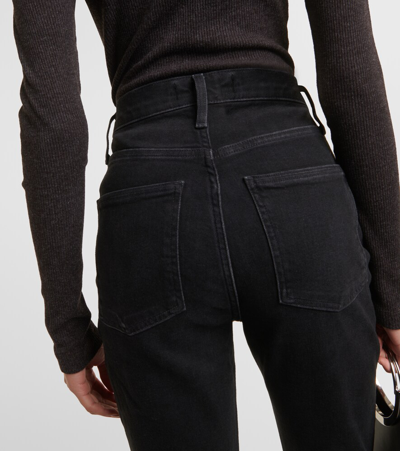 Shop Agolde Freya High-rise Slim Jeans In Black