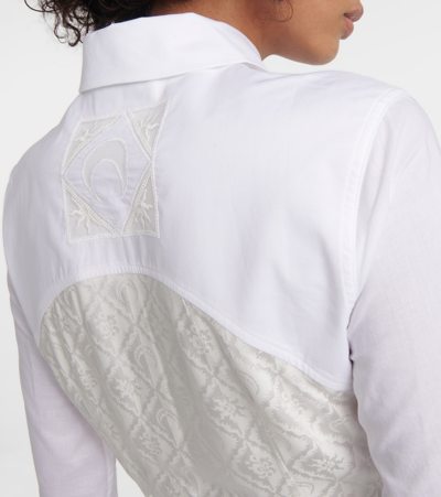 Marine Serre Household Lace-trimmed Shirt Dress In White