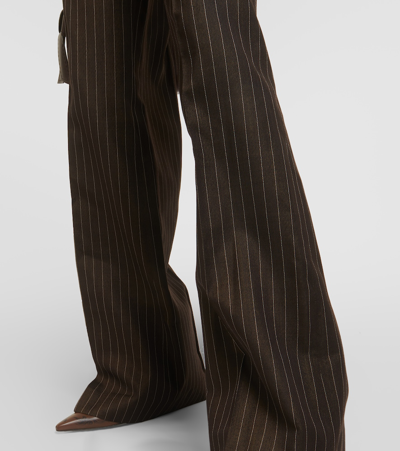 Jean Paul Gaultier The Thong Pinstriped Wool-blend Trousers In Brown