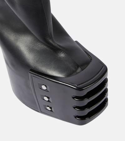 Shop Rick Owens Platform Leather Over-the-knee Boots In Black