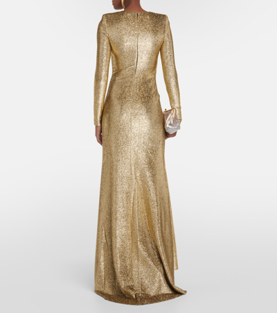 Shop Oscar De La Renta Lamé Gown In Gold
