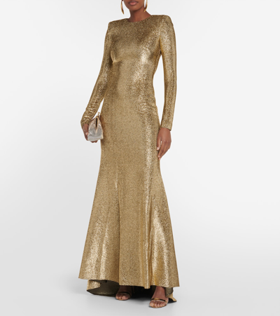 Shop Oscar De La Renta Lamé Gown In Gold