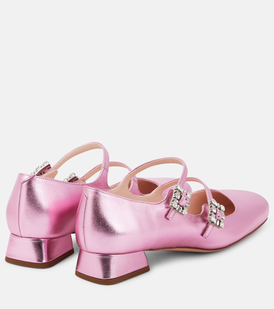 Roger Vivier Mini Très Vivier Leather Mary Jane Pumps In Purple
