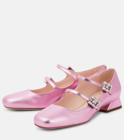 Roger Vivier Mini Très Vivier Leather Mary Jane Pumps In Purple