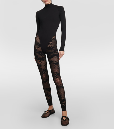 Alaïa High-neck Wool-blend Catsuit In Black