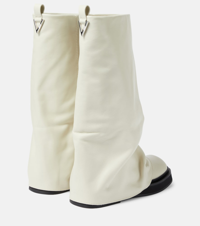 Shop Attico Robin Leather Knee-high Combat Boots In White
