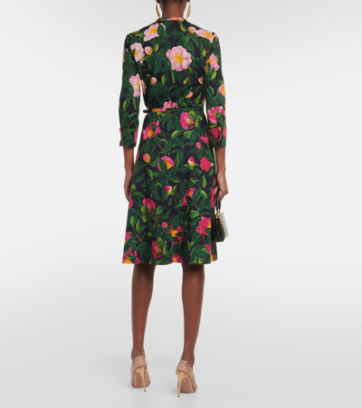 Oscar De La Renta Floral Cotton-blend Shirt Dress In Multicoloured