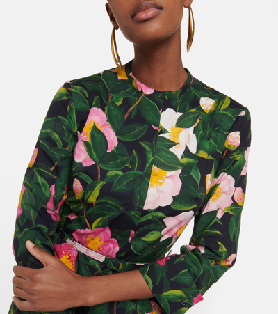 Oscar De La Renta Floral Cotton-blend Shirt Dress In Multicoloured