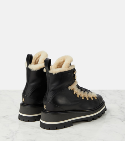 Shop Jimmy Choo Chike Shearling-lined Leather Ankle Boots In Black