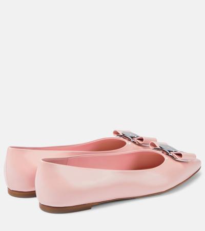 Shop Ferragamo Zea Leather Ballet Flats In Pink