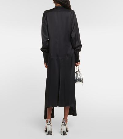 Shop Plan C Asymmetric Pleated Midi Dress In Black