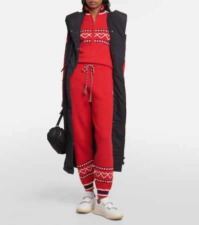 Shop The Upside Monterosa Jojo Knit Cotton Sweatpants In Red