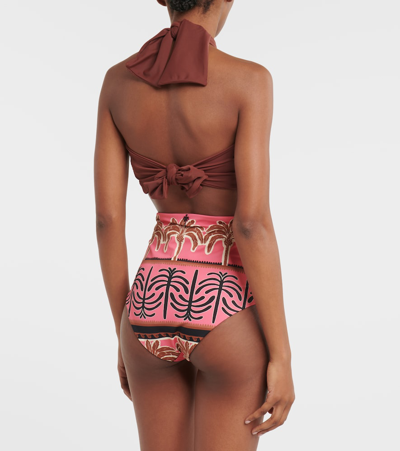 Shop Johanna Ortiz Printed High-rise Bikini Bottoms In Pink