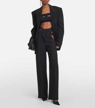 Shop Mugler Circle Off-shoulder Cutout Bodysuit In Black