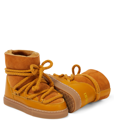 Inuikii Classic Leather-trimmed Shearling Snow Boots In Yellow