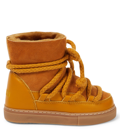 Inuikii Classic Leather-trimmed Shearling Snow Boots In Yellow