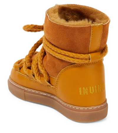 Inuikii Classic Leather-trimmed Shearling Snow Boots In Yellow